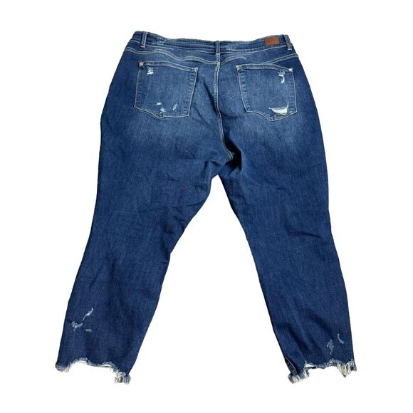 Judy Blue Plus Size 24W Mid Rise‎ Raw Hem Destroyed Skinny Jeans - Picture 9 of 9